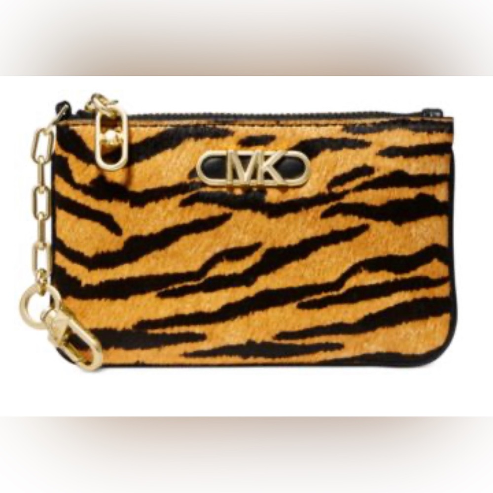 Micheal Kors Animal Print Calf Hair Parker Key Card Holder